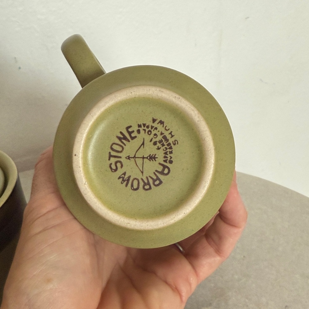 Vintage MCM Stone Arrow Green Ceramic Set - Picture 3 of 10